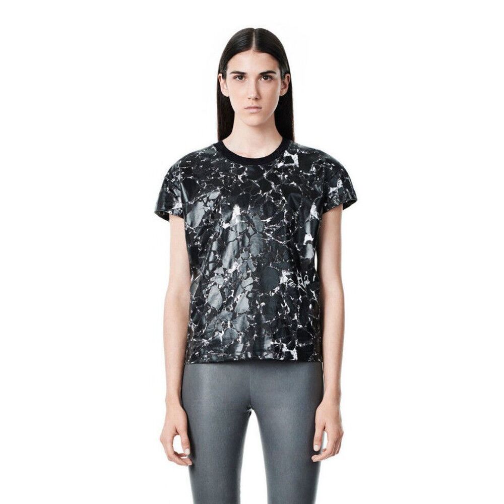 NWT $518 Balenciaga Marble‎ Short Sleeve Top Tee Blouse Crackle [SZ XL] #125